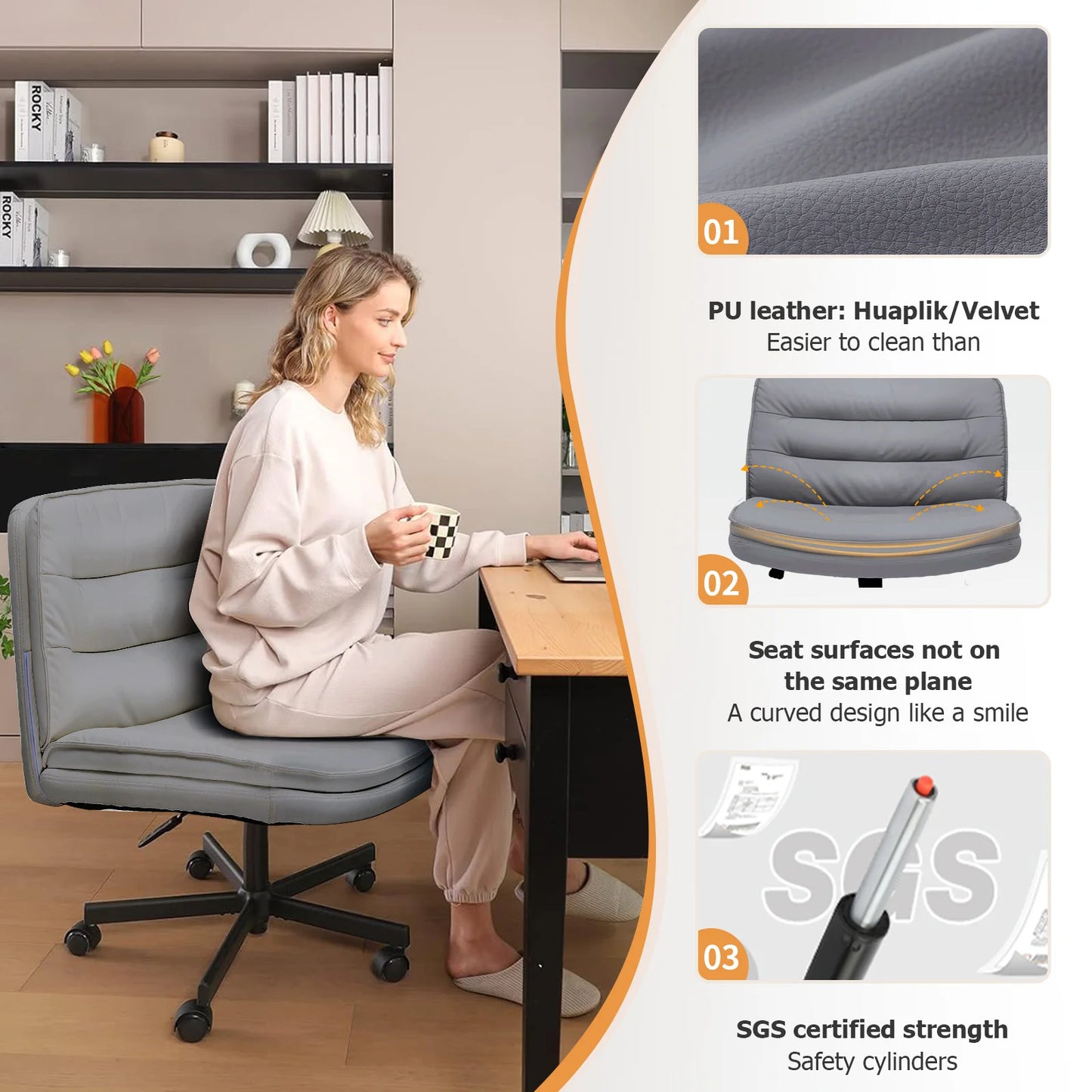 Office Chair with Large Seat, Back Support & Adjustable Height
