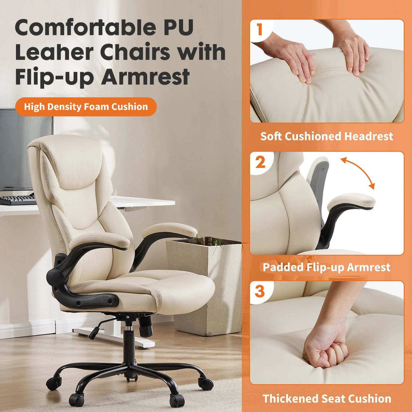 Ergonomic Office Chair Heavy Duty Task Desk Chair Leather