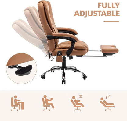 Big and Tall Executive Desk Chair, Heated Massage Office Chair