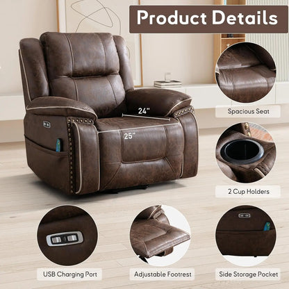 Power Lift Recliner Elderly Massage Heat Dual Motor Faux Leather 2 Cup Holder Adjustable Remote