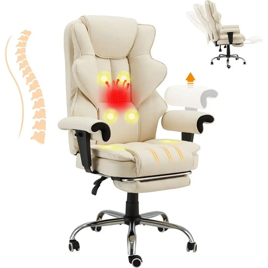 Ergonomic Reclining Massage Chair with Heat and Retractable Footrest,