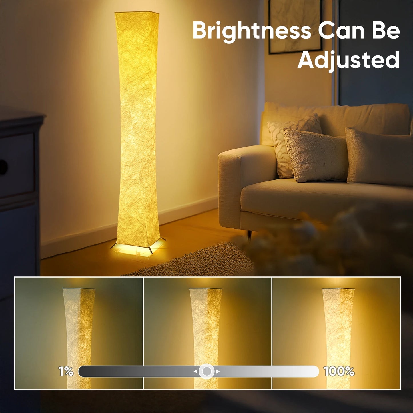 Soft Light Floor Lamp, 52"  Fabric Shade Standing Lamp