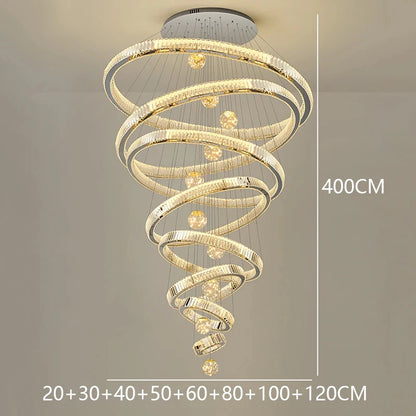 Crystal Chandelier Luster Stair Pendant Lights Duplex Architecture  Lights Home Decoration Lighting