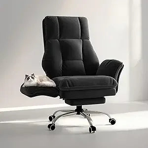 Office Chair, Flip Armrests for Pets & Cross Legged Sitting, Computer Gaming Chair with Foot Re