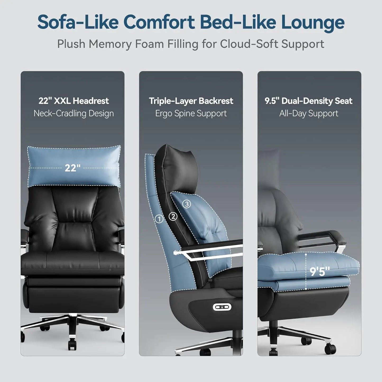 Dual Motor Electric Office Chair With Footrest