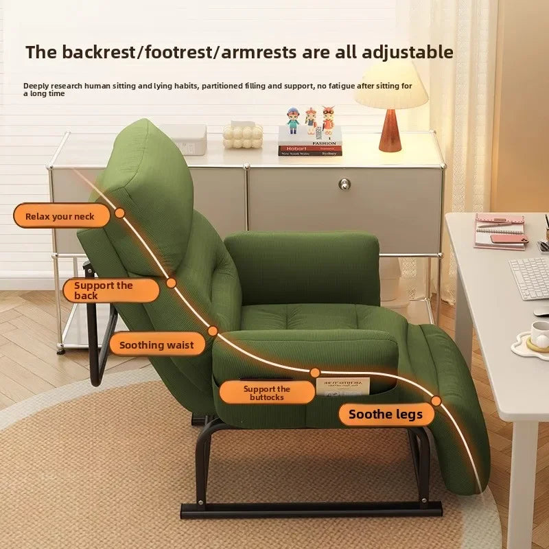 Minimalist Lazy sofa recliner single sofa chair sleepable reclining office lunch break dual-purpose chair computer chair