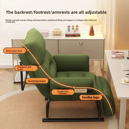 Minimalist Lazy sofa recliner single sofa chair sleepable reclining office lunch break dual-purpose chair computer chair