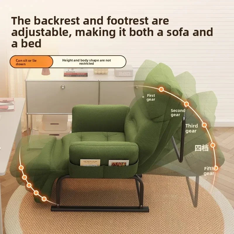 Minimalist Lazy sofa recliner single sofa chair sleepable reclining office lunch break dual-purpose chair computer chair