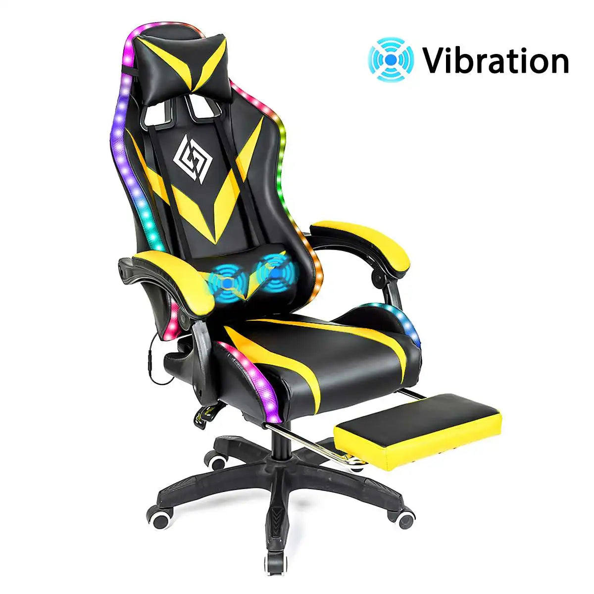 135 Degrees Gaming Chair RGB Light Office Chair Bluetooth Speaker.