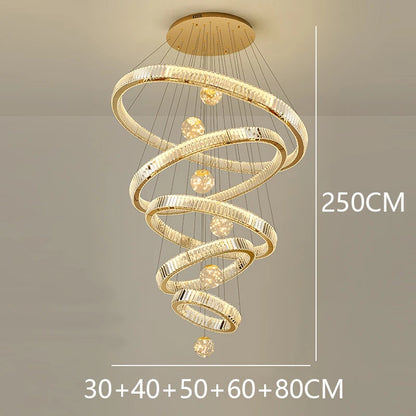 Crystal Chandelier Luster Stair Pendant Lights Duplex Architecture  Lights Home Decoration Lighting