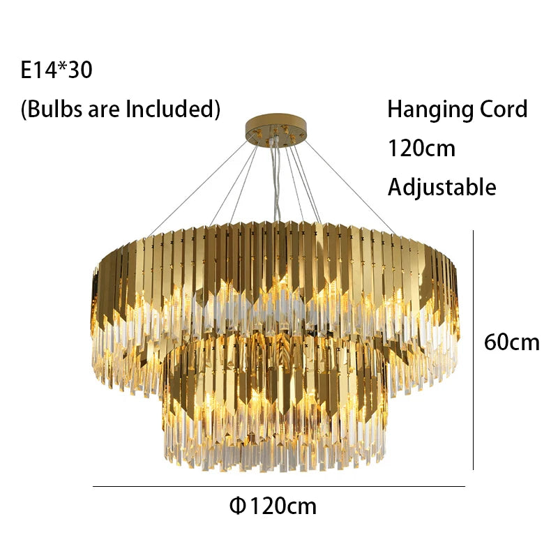 Luxury Gold Ceiling Chandeliers New Dimmable LED Lights