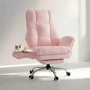 Office Chair, Flip Armrests for Pets & Cross Legged Sitting, Computer Gaming Chair with Foot Re