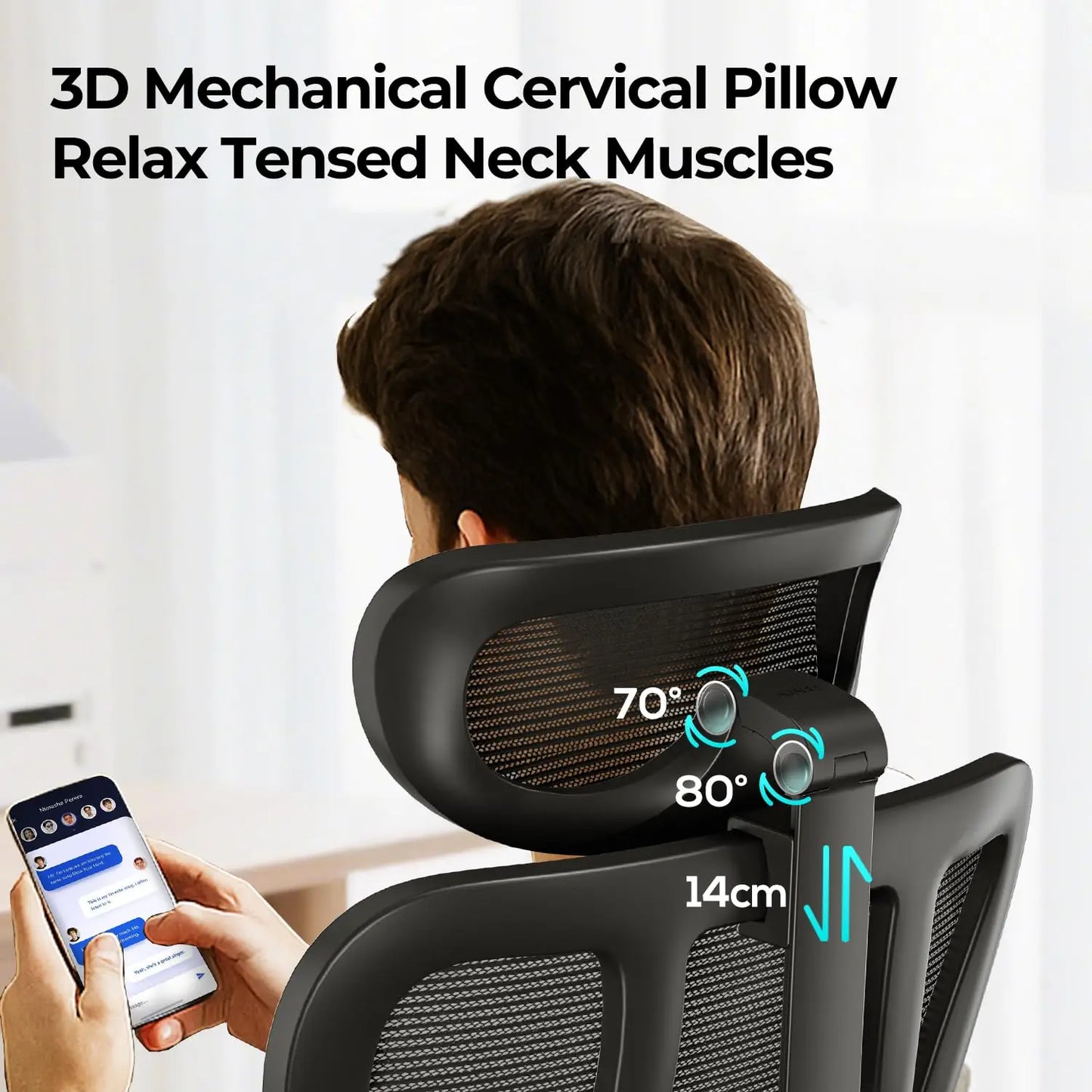 Pro Ergonomic Office Desk Chair with 3D Adjustable Headrest and, Customized