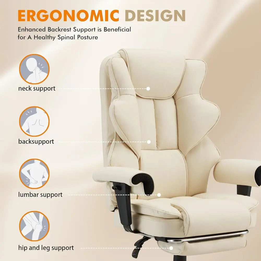 Ergonomic Reclining Massage Chair with Heat and Retractable Footrest,