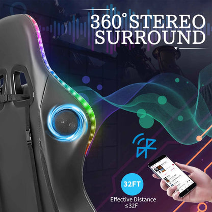 135 Degrees Gaming Chair RGB Light Office Chair Bluetooth Speaker.