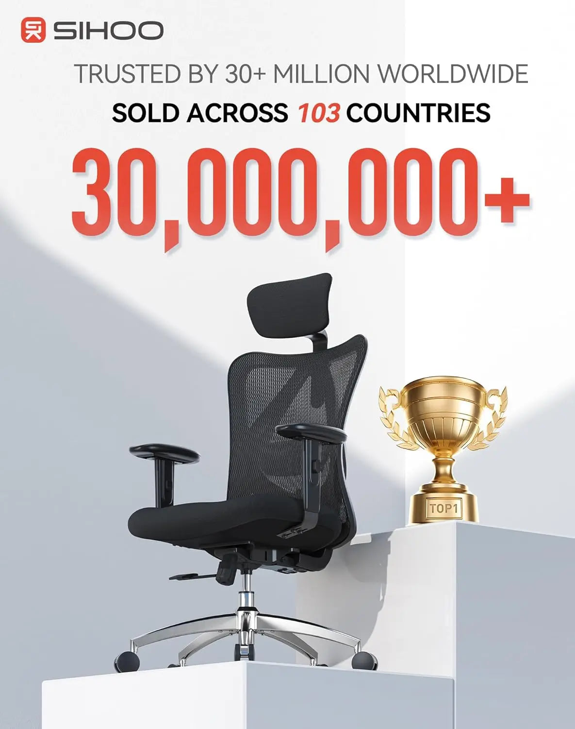 Ergonomic Mesh Office Chair with Adjustable Headrest, Lumbar Support & 2D Armrests, 330lbs Capacity for Home Office