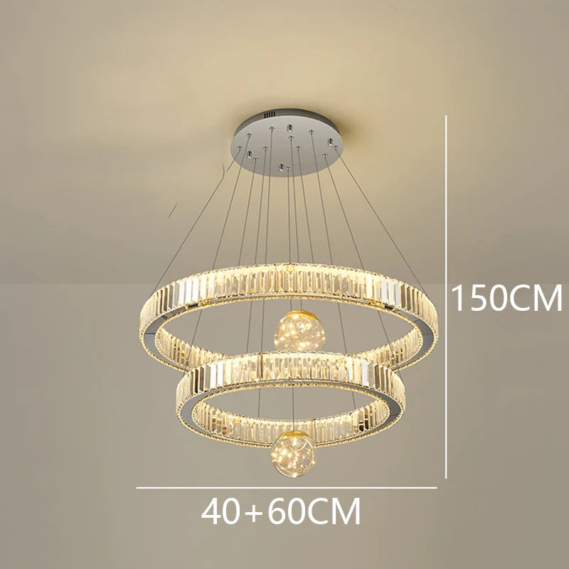 Crystal Chandelier Luster Stair Pendant Lights Duplex Architecture  Lights Home Decoration Lighting