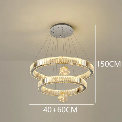 Crystal Chandelier Luster Stair Pendant Lights Duplex Architecture  Lights Home Decoration Lighting