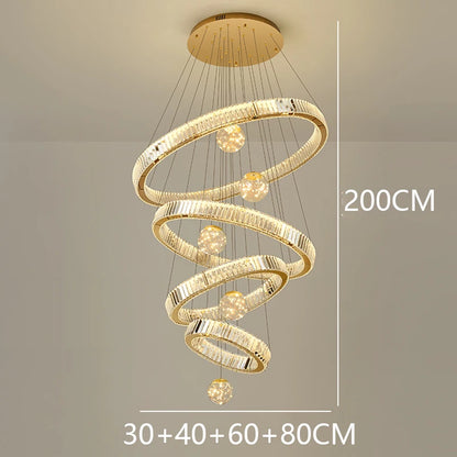 Crystal Chandelier Luster Stair Pendant Lights Duplex Architecture  Lights Home Decoration Lighting