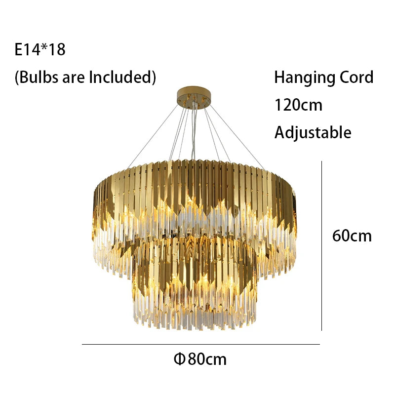 Luxury Gold Ceiling Chandeliers New Dimmable LED Lights