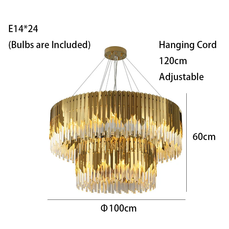 Luxury Gold Ceiling Chandeliers New Dimmable LED Lights