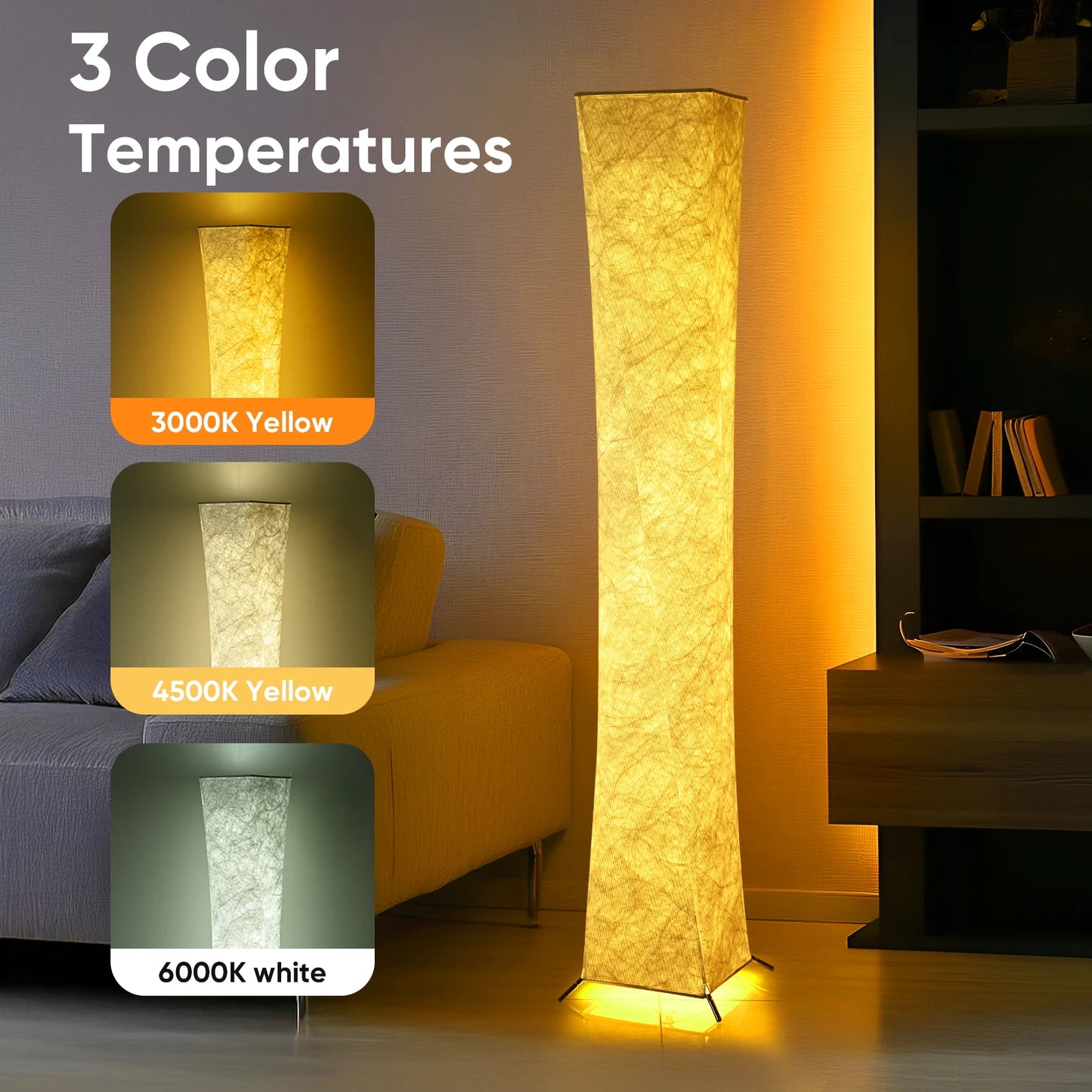 Soft Light Floor Lamp, 52"  Fabric Shade Standing Lamp