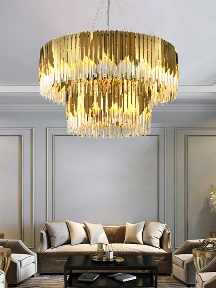 Luxury Gold Ceiling Chandeliers New Dimmable LED Lights