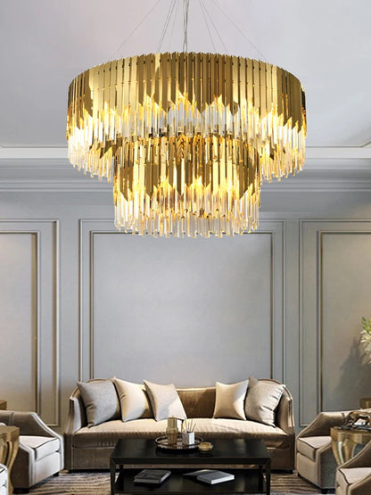 Luxury Gold Ceiling Chandeliers New Dimmable LED Lights