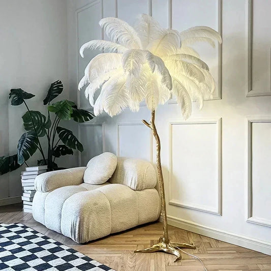 Living Room Sofa Side Floor Lamp  Feather Standing