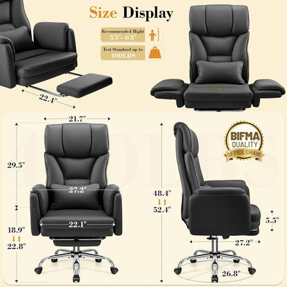 Big and Tall Office Chair, 400LBS Wide Leather Executive Chair,