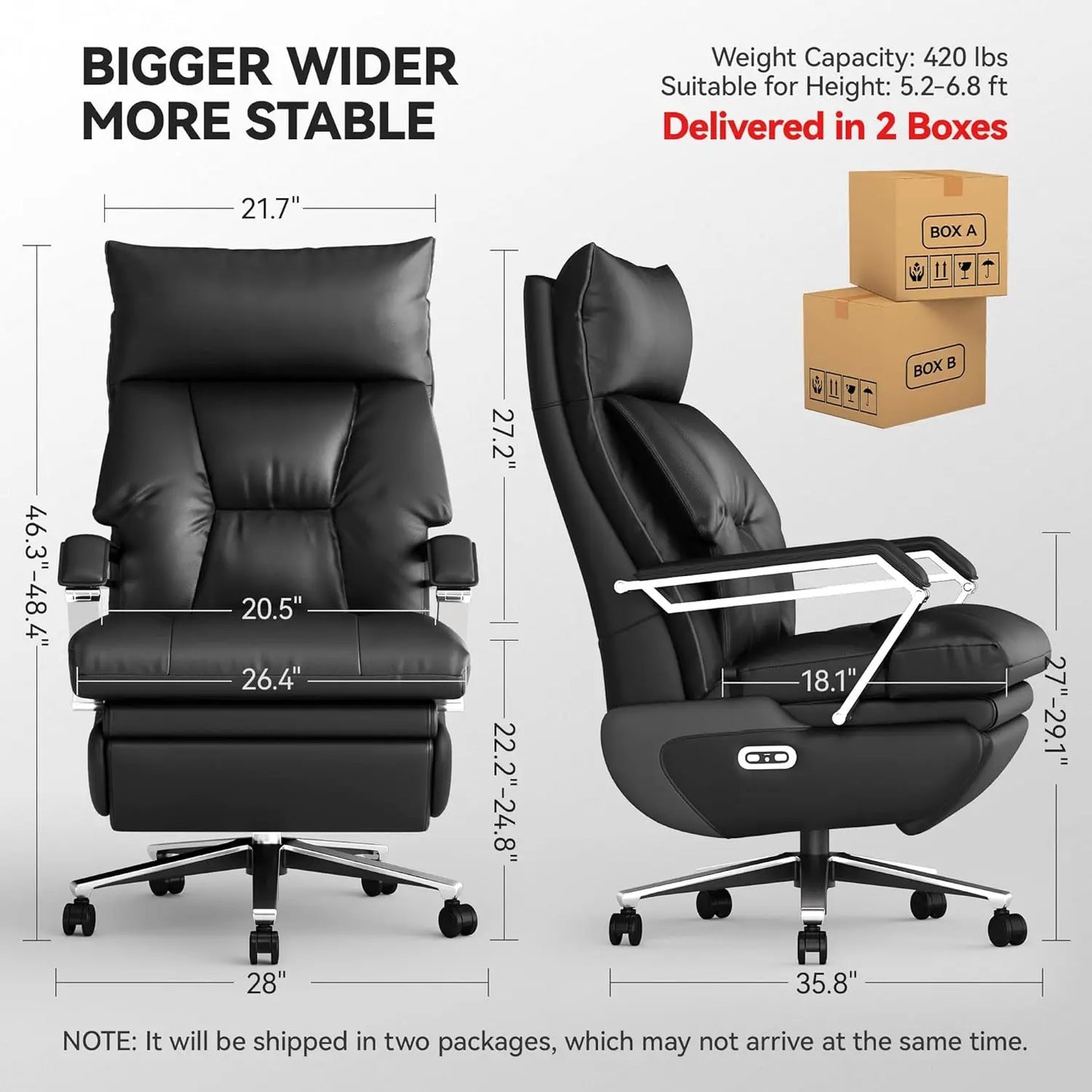 Dual Motor Electric Office Chair With Footrest