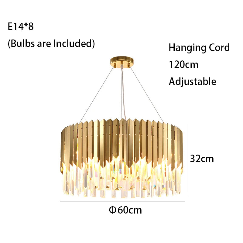 Luxury Gold Ceiling Chandeliers New Dimmable LED Lights