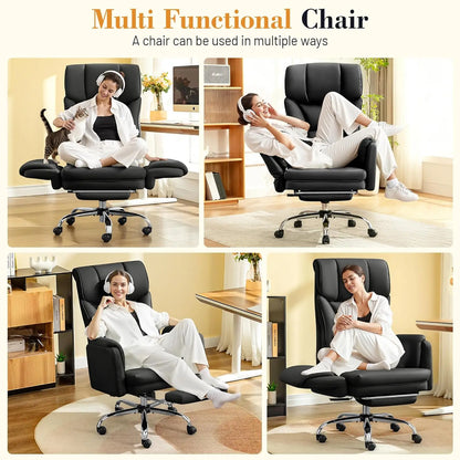 Big and Tall Office Chair, 400LBS Wide Leather Executive Chair,
