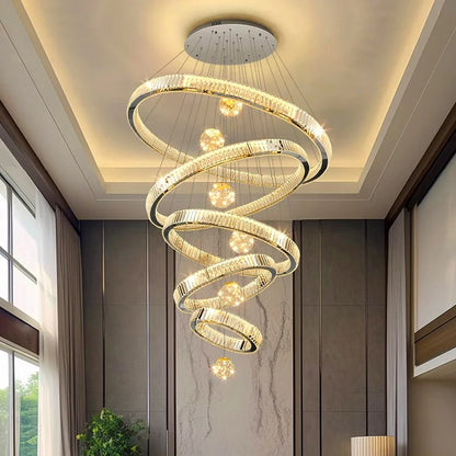 Crystal Chandelier Luster Stair Pendant Lights Duplex Architecture  Lights Home Decoration Lighting