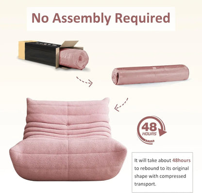 Oversized Bean Bag Chair, Pink Teddy Velvet Floor Sofa for Living Room, Ergonomic Design with Memory Foam