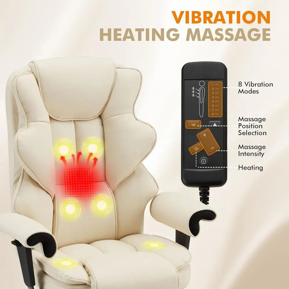 Ergonomic Reclining Massage Chair with Heat and Retractable Footrest,