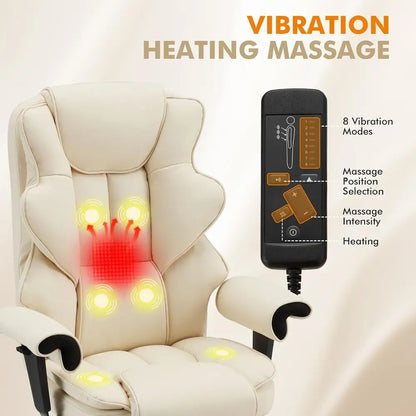 Ergonomic Reclining Massage Chair with Heat and Retractable Footrest,