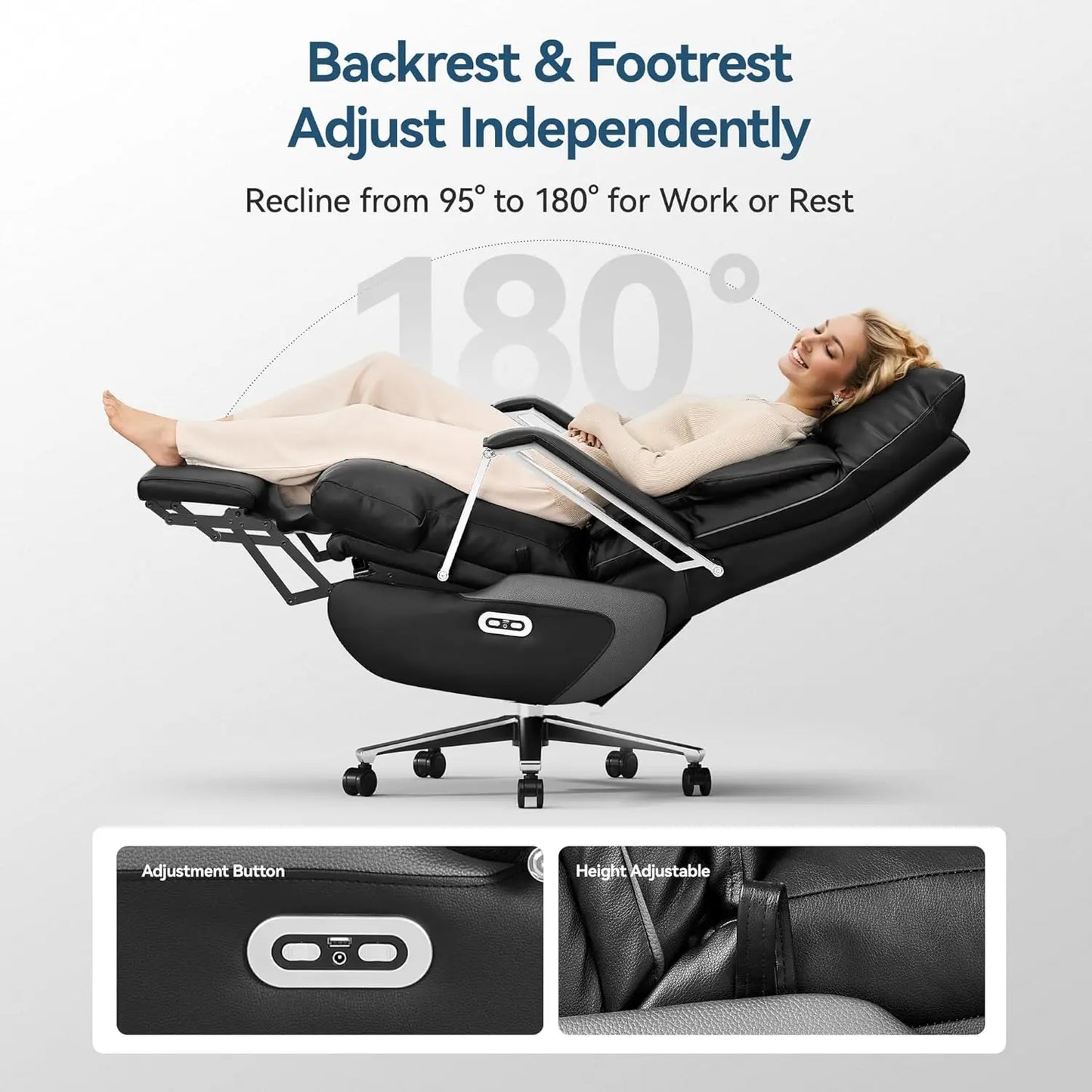 Dual Motor Electric Office Chair With Footrest