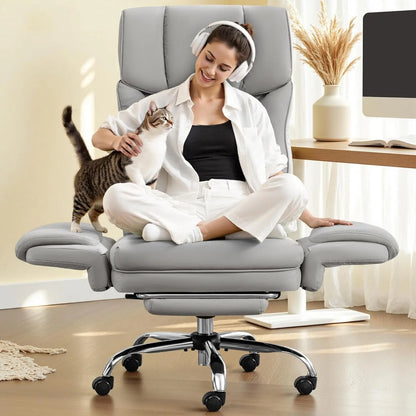 Big and Tall Office Chair, 400LBS Wide Leather Executive Chair,