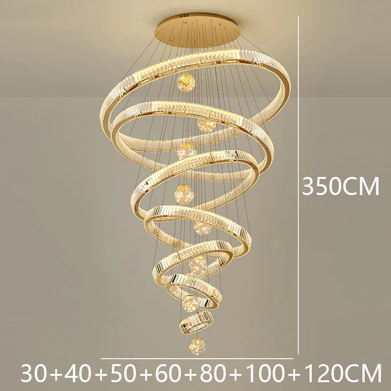 Crystal Chandelier Luster Stair Pendant Lights Duplex Architecture  Lights Home Decoration Lighting
