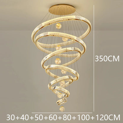 Crystal Chandelier Luster Stair Pendant Lights Duplex Architecture  Lights Home Decoration Lighting