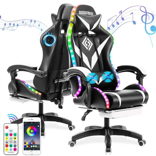 135 Degrees Gaming Chair RGB Light Office Chair Bluetooth Speaker.