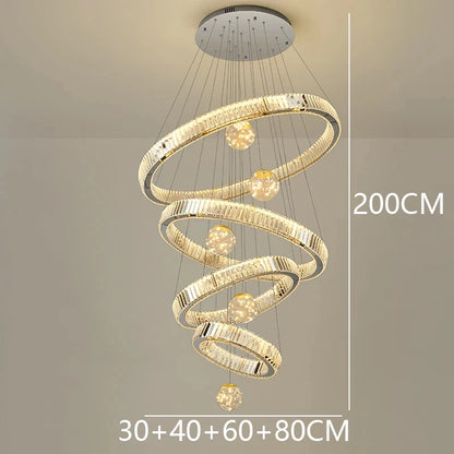 Crystal Chandelier Luster Stair Pendant Lights Duplex Architecture  Lights Home Decoration Lighting