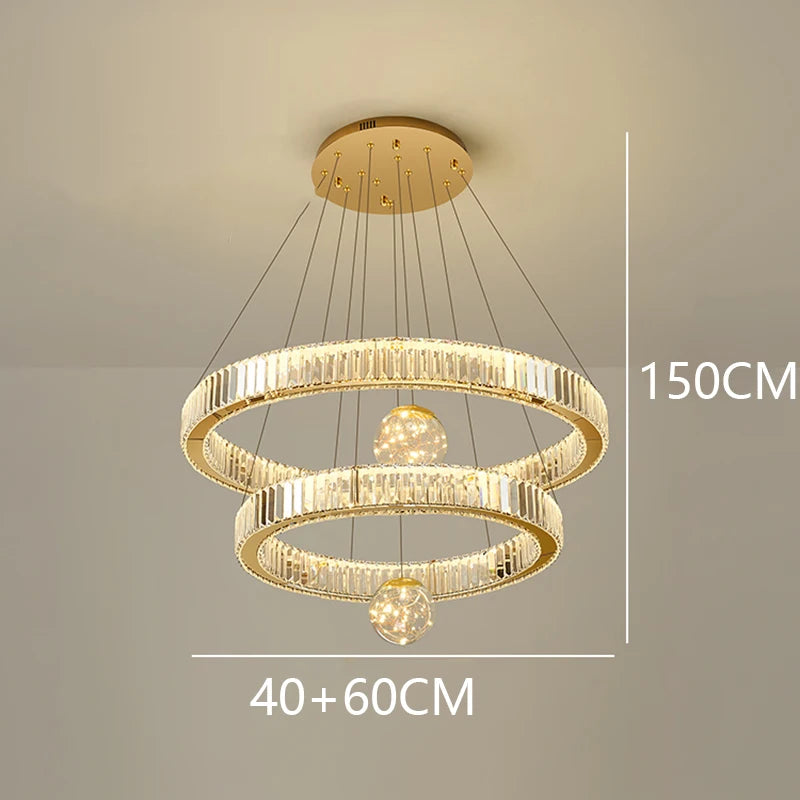 Crystal Chandelier Luster Stair Pendant Lights Duplex Architecture  Lights Home Decoration Lighting