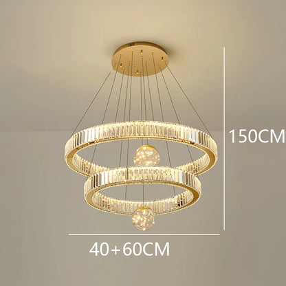 Crystal Chandelier Luster Stair Pendant Lights Duplex Architecture  Lights Home Decoration Lighting
