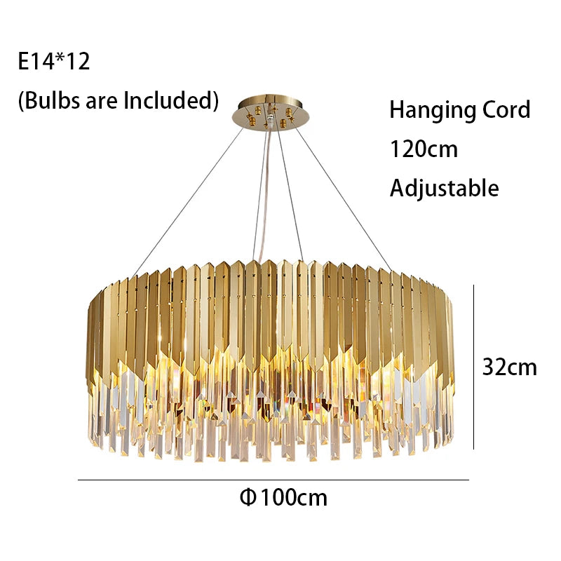 Luxury Gold Ceiling Chandeliers New Dimmable LED Lights