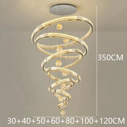 Crystal Chandelier Luster Stair Pendant Lights Duplex Architecture  Lights Home Decoration Lighting
