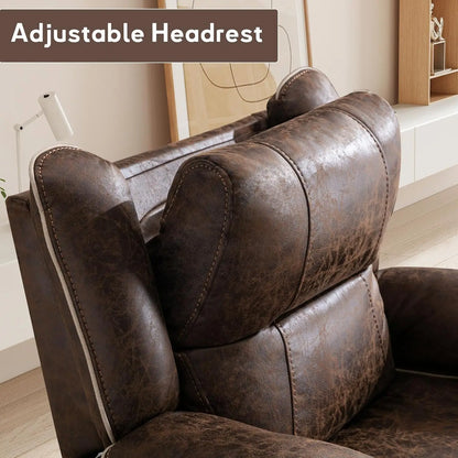 Power Lift Recliner Elderly Massage Heat Dual Motor Faux Leather 2 Cup Holder Adjustable Remote