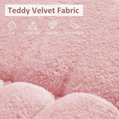 Oversized Bean Bag Chair, Pink Teddy Velvet Floor Sofa for Living Room, Ergonomic Design with Memory Foam