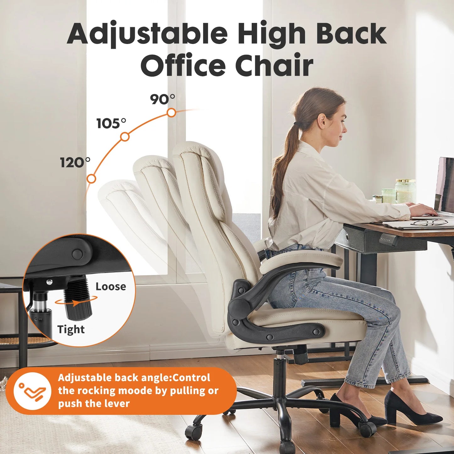 Ergonomic Office Chair Heavy Duty Task Desk Chair Leather